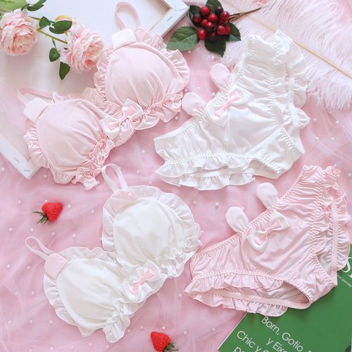 约素日系甜美可爱兔耳朵软妹内衣套装女萝莉学生少女无钢圈文胸