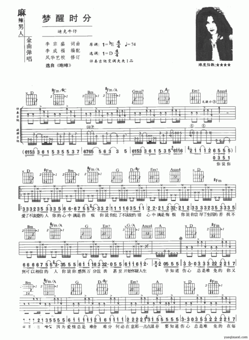 梦醒时分 吉他谱_吉他曲谱