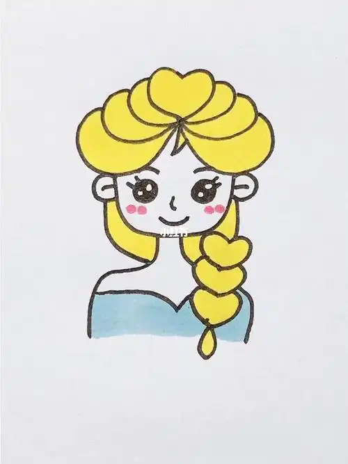 艾莎公主简笔画画画步骤宝宝涂色简单易画儿童卡通人物简笔画冰雪女王
