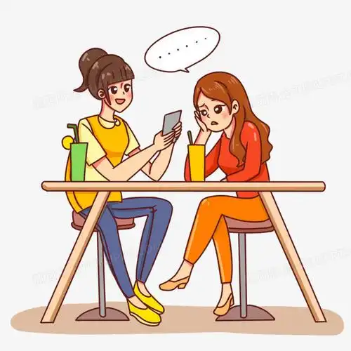 卡通手绘闺蜜谈心场景素材