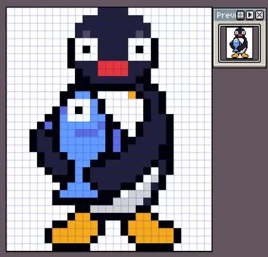 企鹅家族像素画网格画图案