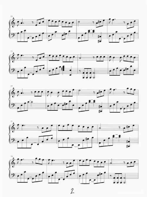 周杰伦《mojito》钢琴谱,五线谱,简单易学