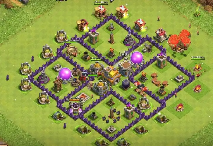 7本7本无敌护资源防3星,部落冲突阵型分享,7本7本无敌护资源防3星分享