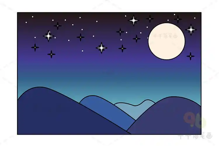 怎么画星空简笔画夜晚的星空简笔画美丽的星空简笔画星空简笔画