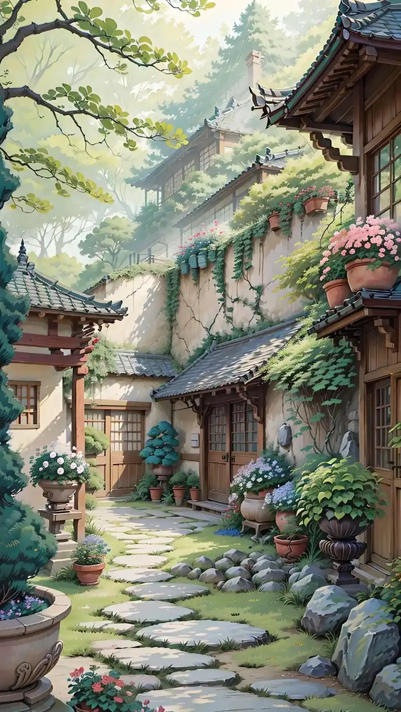 古风庭院.#庭院 #ai绘画 #寻一处幽静觅一份清欢 - 抖音