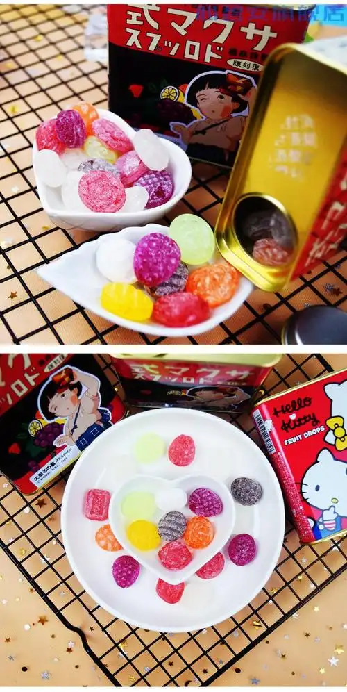 日本进口零食罐仔糖果宫崎骏再见萤火虫之墓铁盒罐装水果糖综合水果味