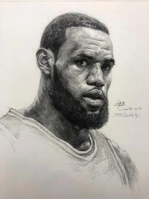 詹姆斯素描图片 詹姆斯头像手绘画法 步骤图片