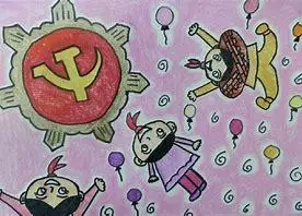庆七一建党儿童绘画作品党徽