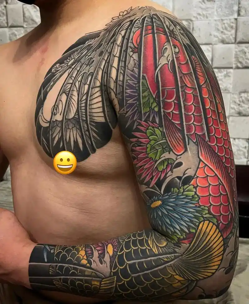 日式老传统 #花臂 #老传统半甲 这个不知所措年纪好像什么 - 抖音