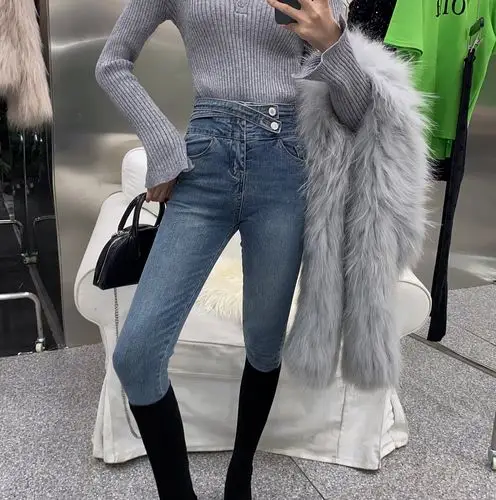 热销春季牛仔裤女长裤小脚_in mimiface2020春季新款修身显瘦百搭紧身