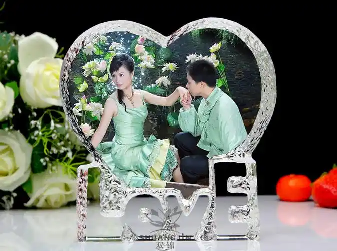 水晶相框 定制水晶摆件商务礼品纪念品办公用品笔筒 可更换照片