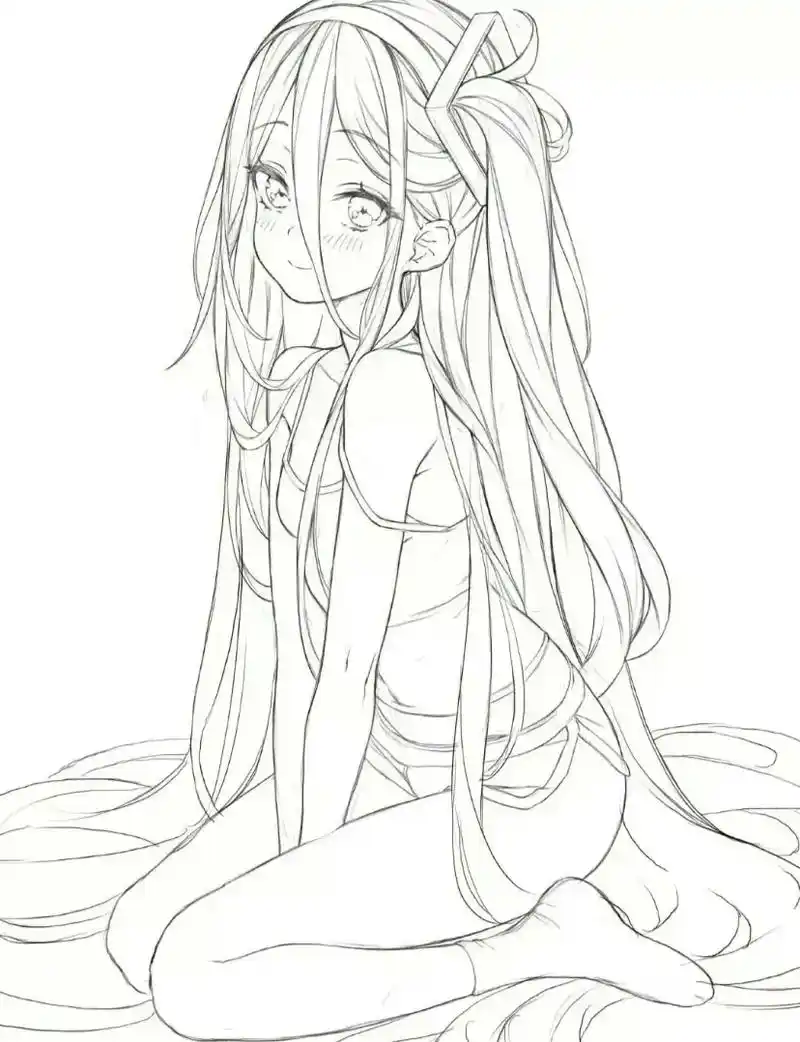 二次元少女漫画线稿.#板绘 #插画 #画画 #二次元 #临摹 - 抖音