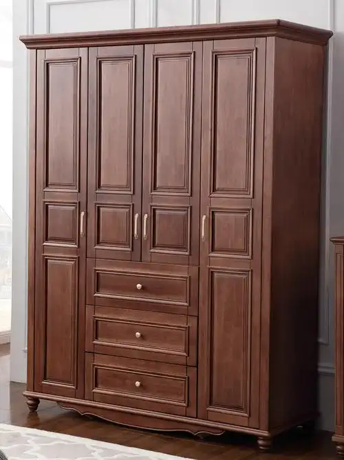 批发美式实木衣柜六门加顶简约双门衣橱1.6米四门2m长五门储物柜