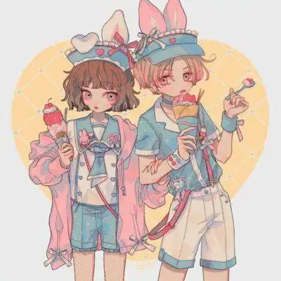 闺蜜姐妹头像可爱的两人一张卡通图片精选