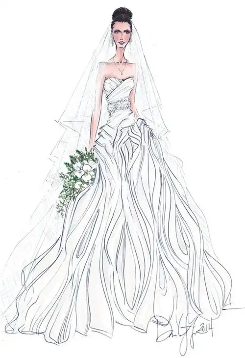 抹胸婚纱长裙设计图
