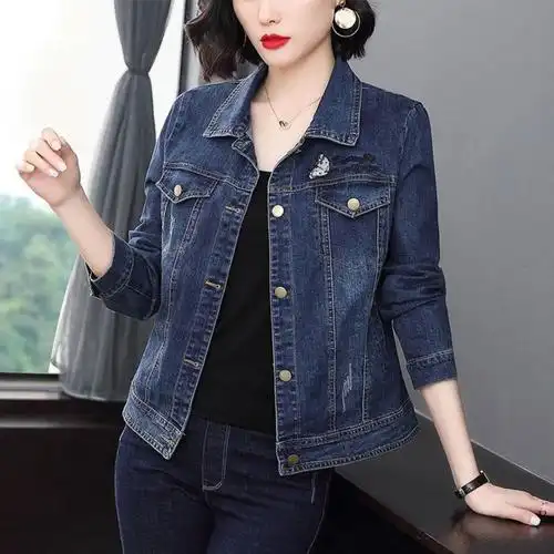 2022秋装女装新款修身短款牛仔褂外套女宽松妈妈春秋上衣服ins潮