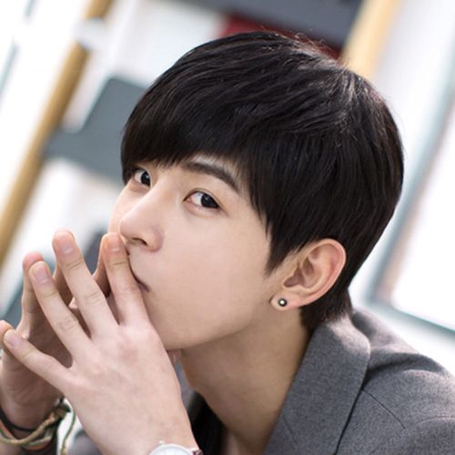 好物种草假发男短直发日韩时尚帅气斜刘海短直发假发头套外贸批发