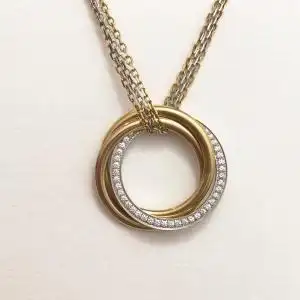 【99新】卡地亚cartier大号三环三色金项链钻石男款项链