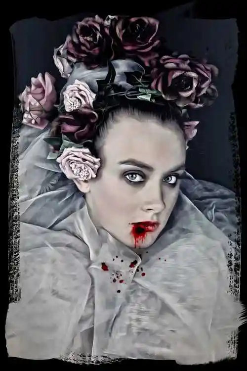 黑色背景下的恐怖女孩