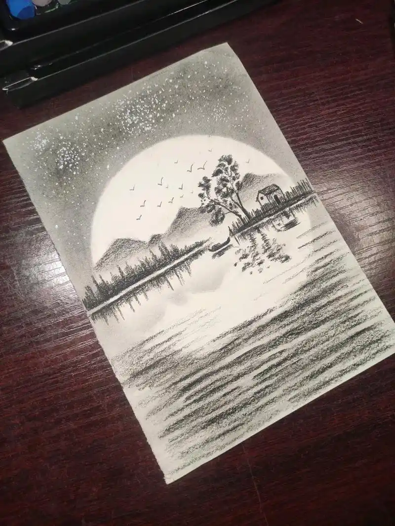 月光里的江南水乡素描速写