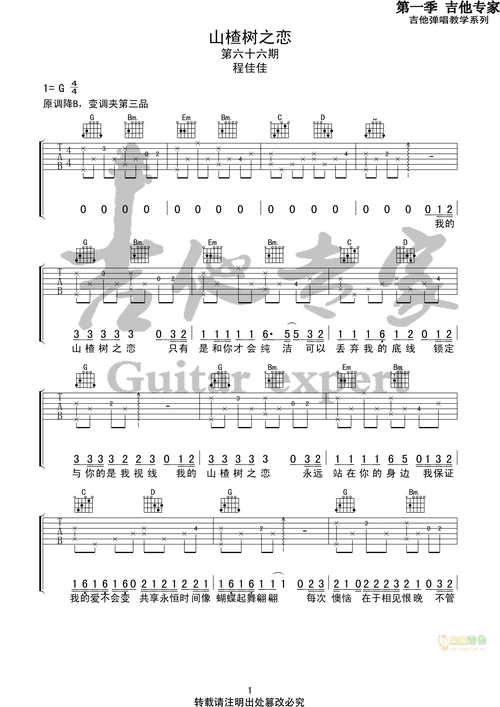 山楂树之恋高清吉他谱