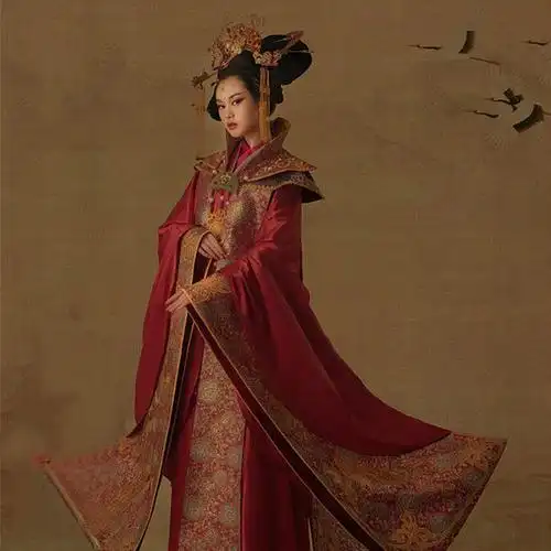 新品影楼摄影写真汉服古装红色拖尾霸气贵妃舞台演出走秀服装淘宝网
