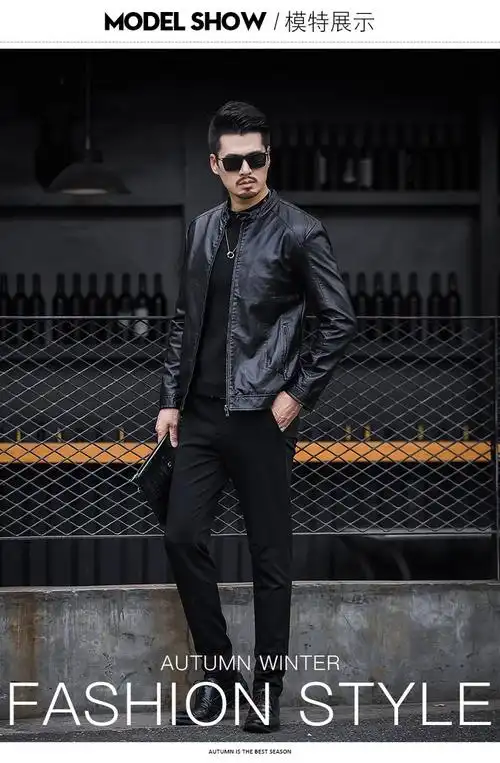 轻奢品牌男外套男士冬季休闲新款韩版短款皮衣加厚加绒皮衣男潮 黑色