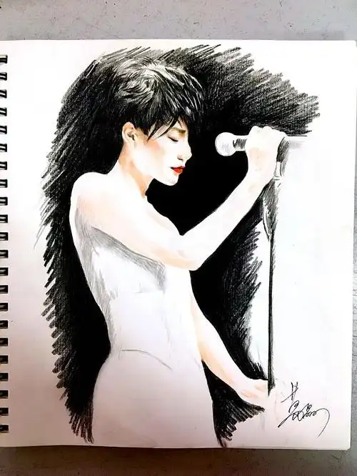 彩铅手绘——王菲