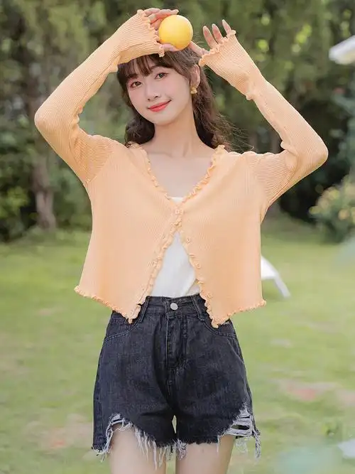 ootd夏天薄款防晒衣针织开衫小外套披肩