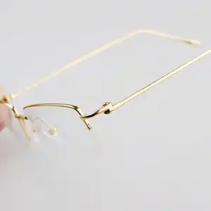 2022新款 奢华金色商务男女近视眼镜框 超轻纯钛半框一体光学镜架