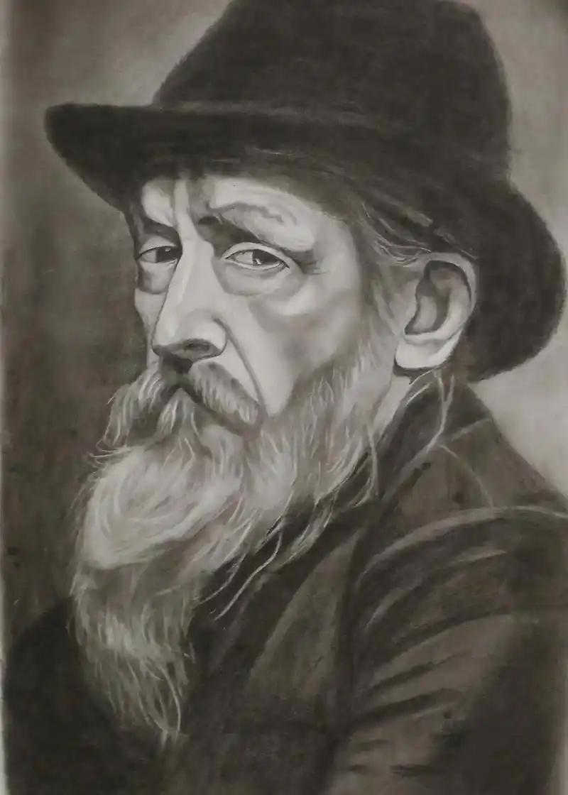 素描头像老人胡须的画法