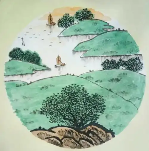 儿童国画田园小品[山水画]作品分享(8岁一12岁)