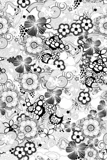 黑白花纹矢量图