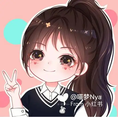 卡通q版可爱女生头像学院风高马尾