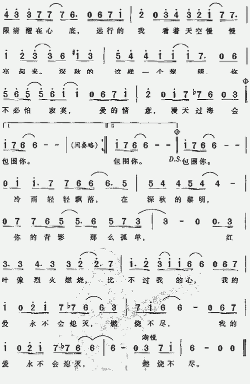 深秋的黎明_歌谱简谱_哆来咪123曲谱网