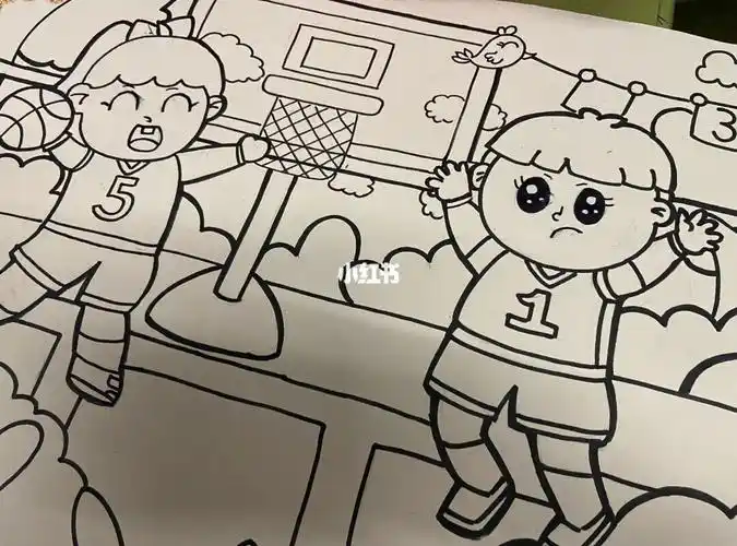 蜡笔画打篮球
