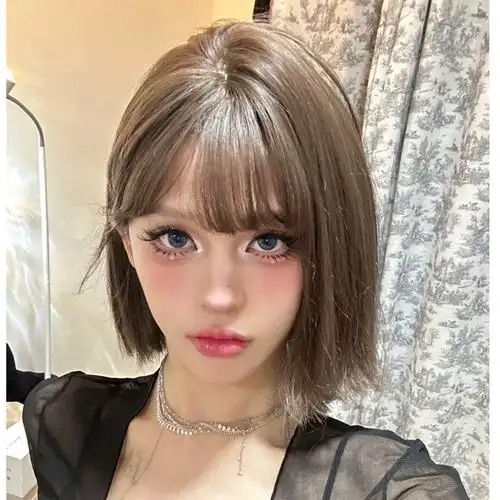 小圆专属假发女短发冷棕波波头发型圆脸修脸少女初恋头中短发头