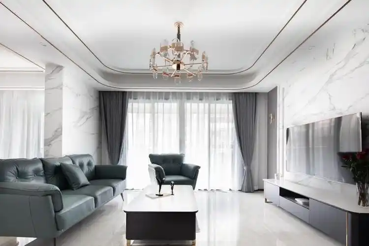 现代轻奢风格平层装修优雅的圆弧吊顶演绎温柔之美