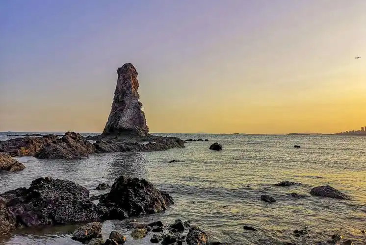 夕阳西下的石老人海边～2020.9.26随拍