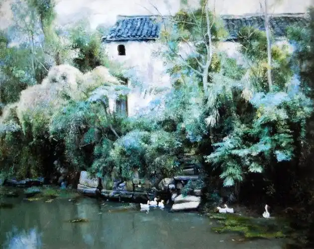 潘鸿海江南水乡风景油画
