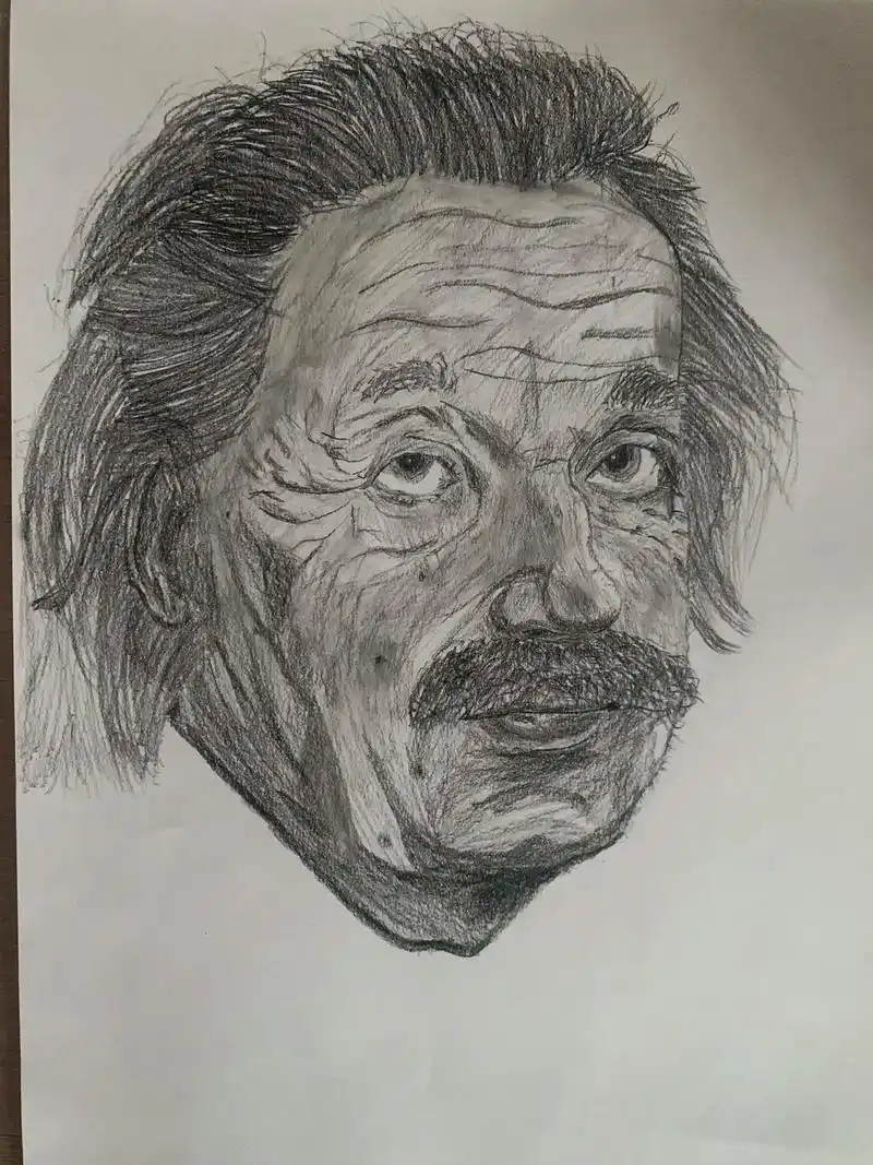 爱因斯坦#绘画 诶,画爱因斯坦就是这么简单,学会没,希望你 - 抖音