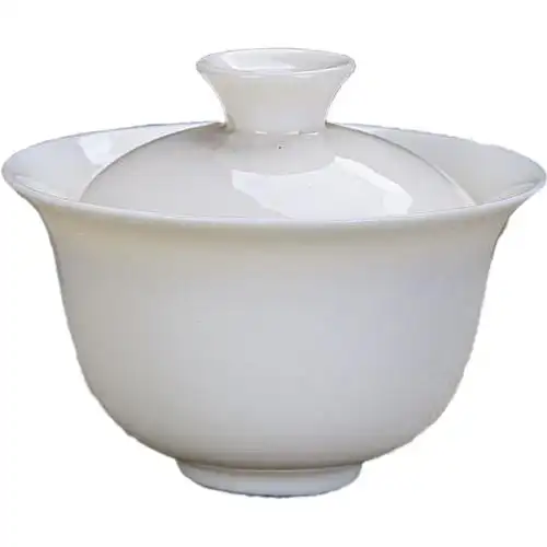 特价高白瓷盖碗日式泡茶茶碗陶瓷功夫茶具泡茶器三才碗浮雕盖茶碗高白