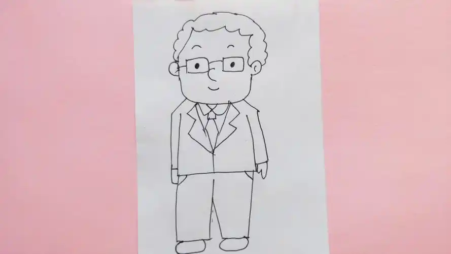 幼儿绘画画一个穿西装的爸爸