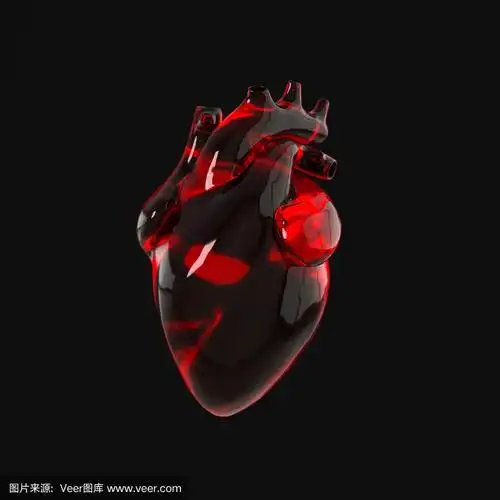 真实的人类心脏器官与动脉和主动脉三维渲染.情人节贺卡快乐.