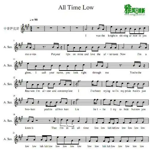 all time low萨克斯谱