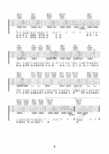 春风吹吉他谱 - 方大同