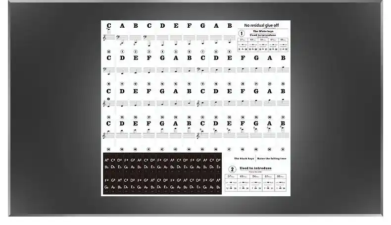 电子琴键盘贴纸49/54键61/88键钢琴按键贴纸不留胶五线谱音阶简谱