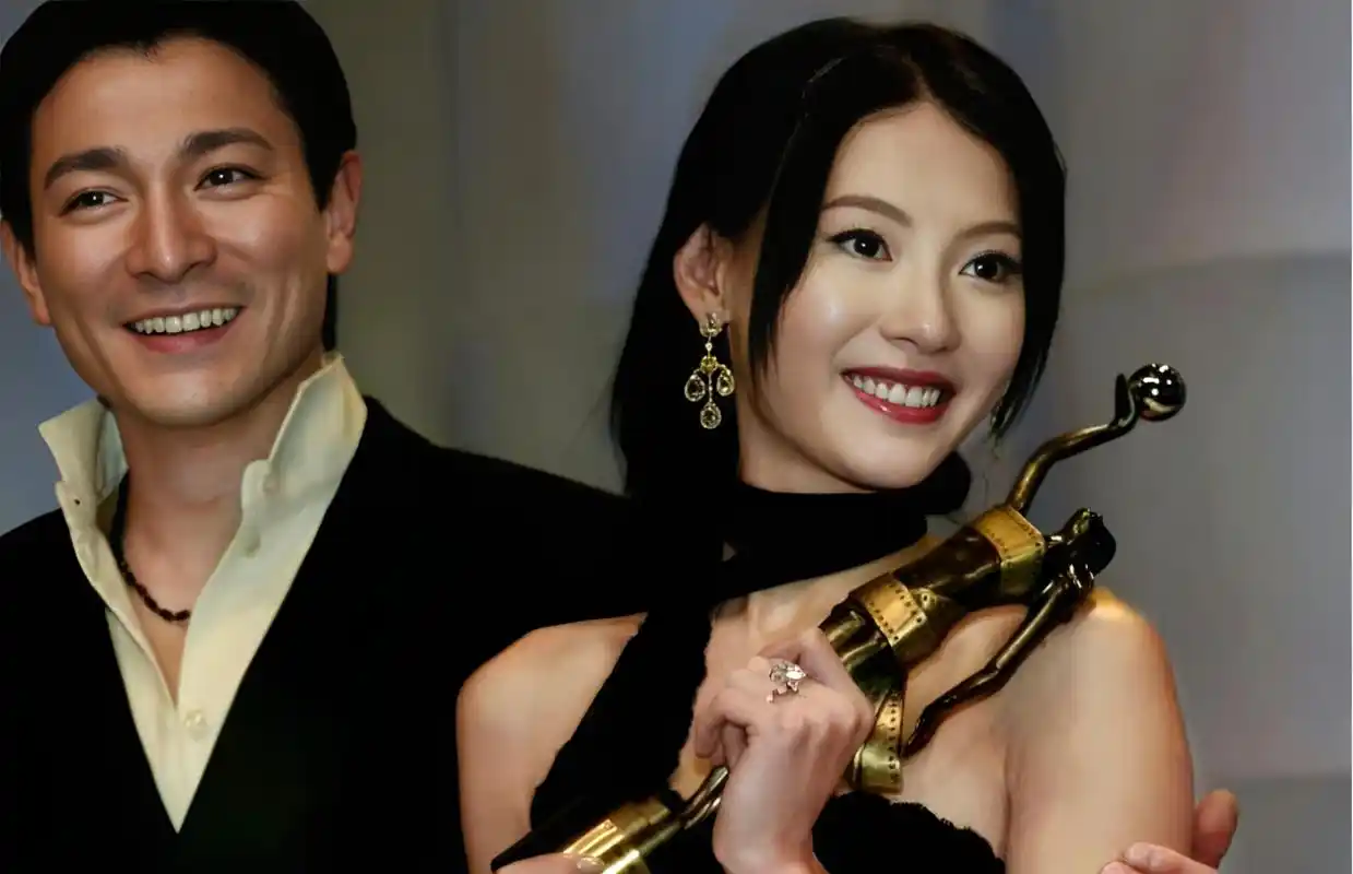 60后的刘德华和80后的张柏芝站在一起,一点不显年龄差距,两个人颜值