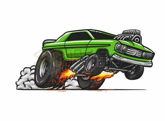 加上火箭发动机的卡通汽车大脚车8409097矢量图片免抠素材