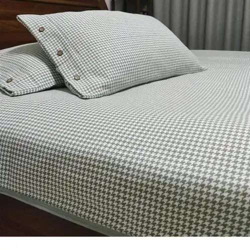 恒源祥品牌家纺轻奢高档提花老粗布凉席三件套纯棉冬夏季两用加厚亚麻